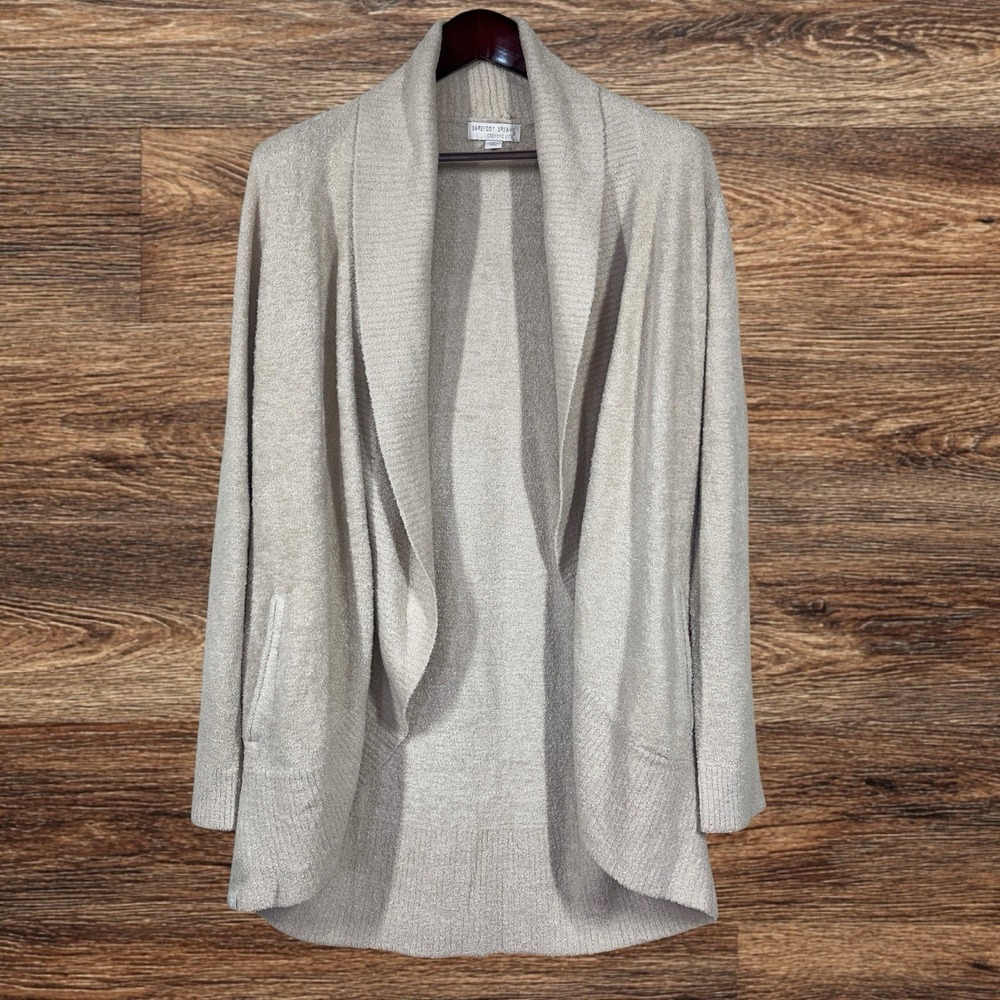 Barefoot Dreams Cozychic Lite Circle Cardigan Size M Oatmeal Open Front Sweater